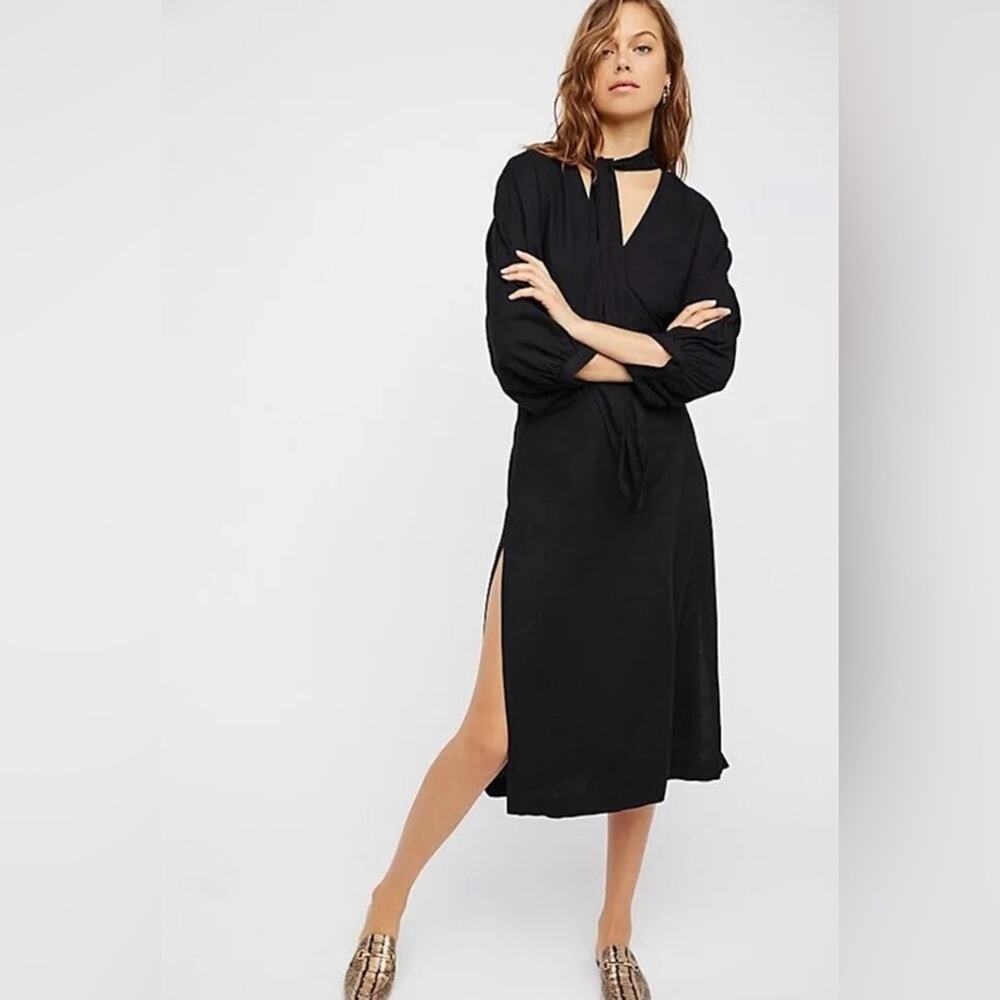 FREE PEOPLE UNDER WRAPS MULTI WAY WRAP DRESS BLACK SIZE MEDIUM